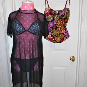 Nasty Gal Black Sheer Dress Mock T-Neck US Size 4 Sheer NWOT